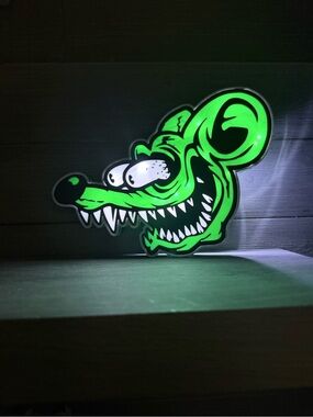 Neon Green Rat Fink Head Glow Box